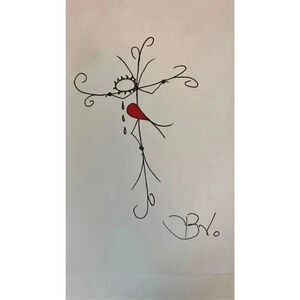 Original Art Paper Vintage Stick Figure Drawing Decoration